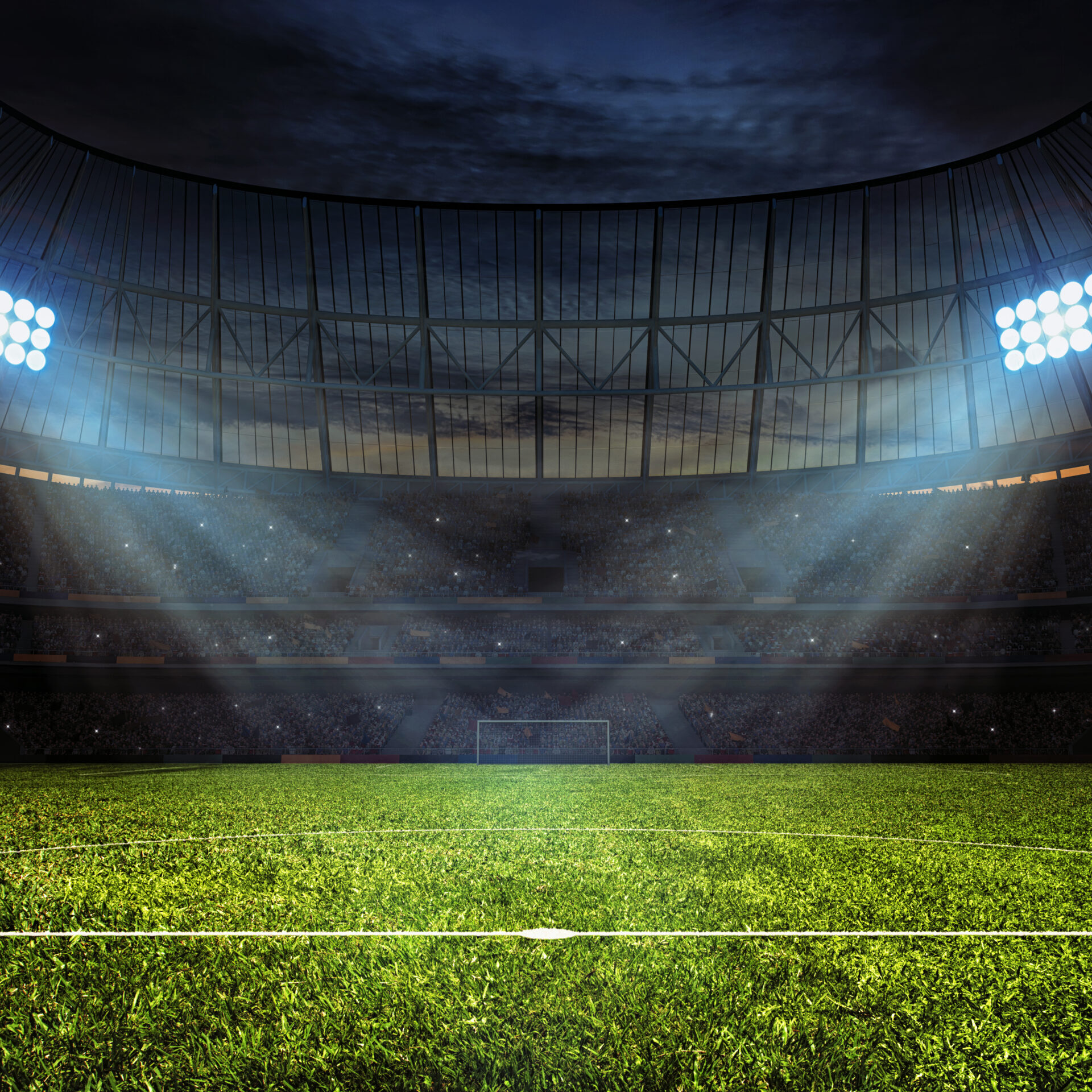 Soccer football stadium with floodlights